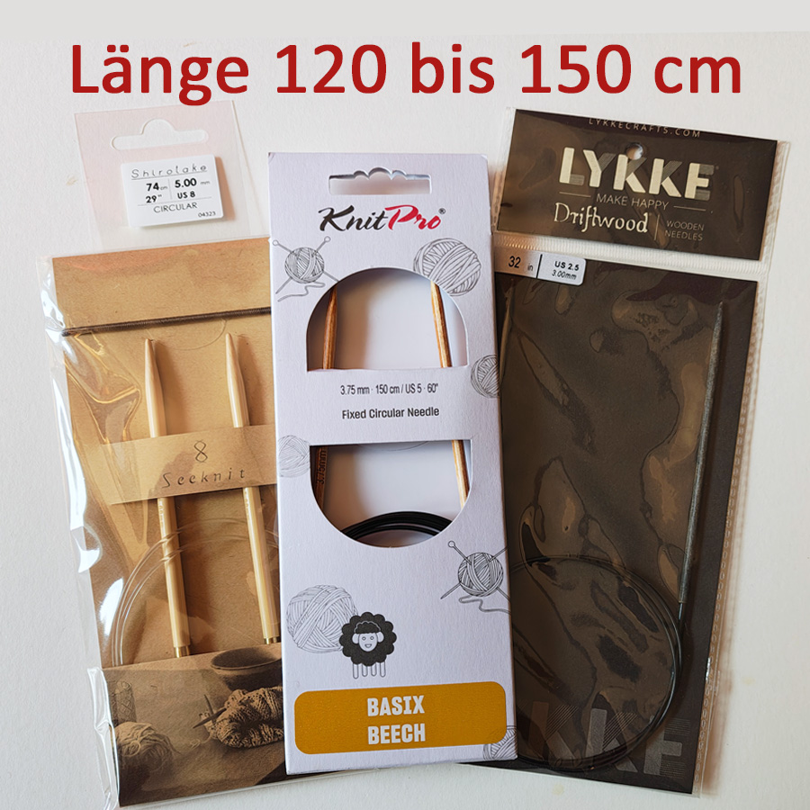 Strickzubehör: Rundnadeln in Länge 120 cm bis 150 cm: LYKKE "Driftwood"/ knitpro/ Seeknit 360° - Holz - glatt wie Glas und superleicht