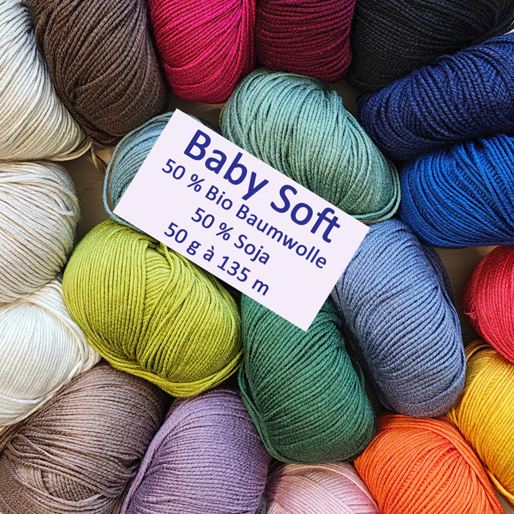 Wolle: "Baby soft" / Ferner - Nadel 3-3,5 - Bio Baumwolle & Soja - 50 g à 135 m - veganes Sockengarn – Bild 2